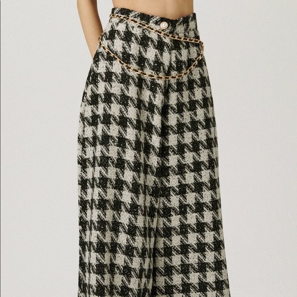 Houndstooth tweed high waisted wide leg pants - Picture 7 of 8